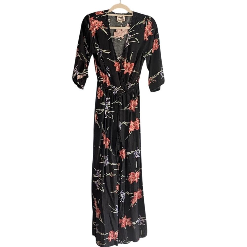 Jaase Anthropologie Jumpsuit Womens S black hawaiian Boho Indie Festival Summer